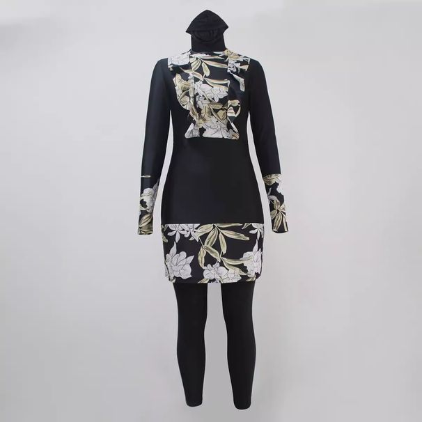 Women's Clothing Full Coverage Sunscreen Split Conservative Swimsuit Beach Block Splicing Print Three Piece Swimsuit_ecoleips.com