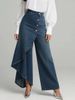 Women's Clothing Women's Long Hem Solid Color Casual Denim Print Button Down Leggings For Formal & Casual For Women_ecoleips.com