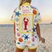 Women's Resort Style Printed Collared Shirt And Shorts Set Short Sleeve Summer Outfit_ecoleips.com