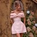 New European And American Summer Style Sweet Slim-Fit Jacquard Strapless Bow Tie Short Dress Wholesale Off-Shoulder_ecoleips.com