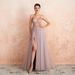 Women's Clothing New Spring And Summer Sling Long Sexy Tulle V Neck Evening Gown_ecoleips.com