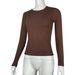 2026 Eurean And American Cross-Border New Women's Long Sleeve Stretch Crew Neck Ribbed T-Shirt Slim Fit Casual Basic_ecoleips.com