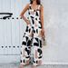 DiYun European And American Vacation Print Strap Wide-Leg Long Pants Jumpsuit Women's Clothing 2025 Fall/Winter_ecoleips.com