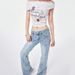 Washed Blue American Style Flared Jeans For Women 2025 Spring/Summer New Lace Patchwork Versatile Slimming Low-Waist_ecoleips.com