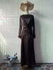 Women's Clothing Elegant Winter Dress Set – Long Sleeve Flowy Maxi Dress With Fringe Detail, High-Waisted Polyester Blend, Deep Brown, S-XXL_ecoleips.com