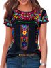 2023 Summer European And American Foreign Trade New Women's Clothing Bohemian Print Round Neck Short Sleeve T-Shirt Top_ecoleips.com