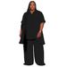 Women’s Clothing Fashion Temperament Large Size Short Sleeved Tops Wide Leg Pants Suits For Women_ecoleips.com