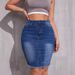 Women's Clothing New Casual Fashion Elastic High Waist Slimming Slit Hip Covering Denim Skirt_ecoleips.com