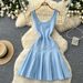 French Style Light Luxury Sleeveless A Line Knit Dress For Women, Summer Korean Style, High Waisted, Slimming, Elegant, And Suitable For Commuting._ecoleips.com