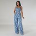 Women's Clothing Autumn And Winter Denim Jacquard Suit Nightclub Wrap Top Wide Leg Pants Suit_ecoleips.com