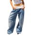 Cross-border Wholesale Version Of Revice Retro Y2k Casual Patchwork Straight Loose Elastic Low-waist Women's Jeans_ecoleips.com