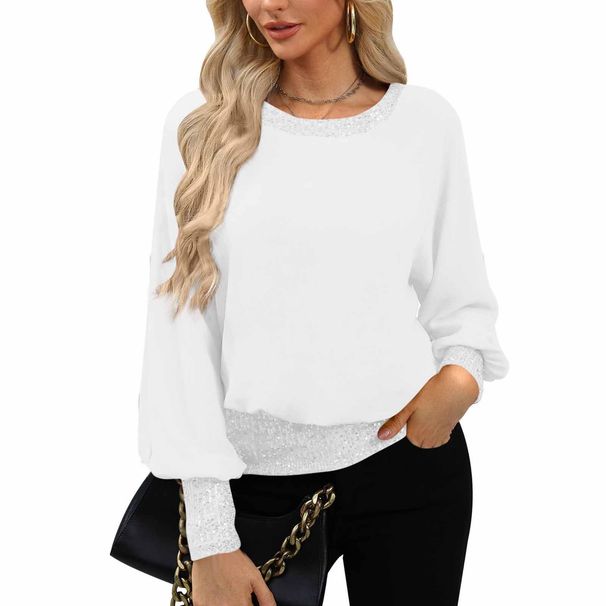 Women's Long-Sleeve Round Neck Knit T-Shirt – Minimalist & Versatile (Black/White/Bluish/Beige/Navy/Red/Pink, S-2XL)_ecoleips.com
