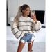 Autumn And Winter Sweaters, Thick Needles, Loose Plus Size, Twist Stripes, Crew Neck Pullovers, Women's Tops Wholesale_ecoleips.com