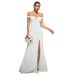 Cross-Border Aura Off-Shoulder V-Neck Slim Light Wedding Dress Travel Shoot Toasting Long Gown Wholesale_ecoleips.com