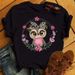 European And American Cross-border Foreign Trade Wholesale Clothing Cute Cartoon Owl Round Neck Plus Size Short-sleeve_ecoleips.com