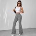 Women's Clothing Fashion Retro Houndstooth High-Waisted Slim Fit Floor-Length Casual Flare Pants For Women For Formal & Casual_ecoleips.com