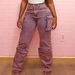 Women's Clothing Tie-Dye High-Waisted Cargo Pants – Women’s Streetwear Denim Work Pants With Patch Pockets & Straight Leg (S-L, Pink/Brown)_ecoleips.com