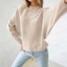 Women's Batwing Sleeve Knit Sweater - Semi-High Neck Long Sleeve Pullover, Soft Stretch Comfy Loose Fit, Casual Tunic Top (Multiple Colors)_ecoleips.com