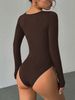 Women's Elegant Slim Fit Jumpsuit Autumn/Winter Square Neck Long Sleeve Sexy Hot European American Style Casual Romper_ecoleips.com