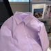 Women's Purple Striped Polo Collar Shirt Loose Fitting Casual Long Sleeved Top Unique Design Spring Style_ecoleips.com