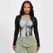 European And American Women's round Neck Long Sleeve Slim Fit Jumpsuit Abstract Human Body Print Sexy Cross Border Fashion_ecoleips.com