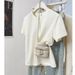Basic Brown Cotton Shoulder Short-sleeved T-shirt Women's Spring Summer Design Sense Niche Bottoming Shirt With T-shirt Top_ecoleips.com