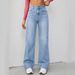 Women's Wide Leg Loose Denim Trousers Washed Effect Fashion Spring Autumn Solid Color Polyester_ecoleips.com