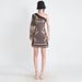 Women's Clothing Spring New Printed Heavy Beaded One shoulder A line Skirt Retro Style Small Long Sleeve Dress_ecoleips.com