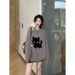 Women's Fall/Winter Loose-Fitting Sloppy-Style Three-Dimensional Cat-Style Mink-Feather Sweater With Hooded Design, Knit_ecoleips.com