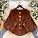 Retro Style Women's Wool Coat round Neck mid Length with Metal Buttons Waist Cinching Design Elegant Sophisticated Commuting Top_ecoleips.com