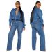Vintage Washed Denim Jumpsuit – Relaxed Fit Long Sleeve Overalls With Stretch Comfort_ecoleips.com