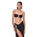 Women's Sexy 3-Piece Bikini Set - Tube Top & High-Cut Bottom Swimsuit (European & American Style, Solid Color)_ecoleips.com