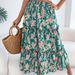 Floral Ruffle Hem Midi Skirt For Women, Boho Chic Spring Summer Beach Maxi Skirt With Elastic Waist, A-Line Flowy Casual Dress_ecoleips.com