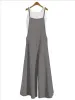 Women's Summer Sleeveless Jumpsuit Solid Color Wide Leg Bib Overalls Casual Loose Cotton Linen Straps Dungaree_ecoleips.com
