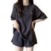 Women's Clothing Summer Casual Sports Two Piece Set For Women Wide Leg Shorts Short Sleeve Loose Fashion Waffle Style Embroidery_ecoleips.com