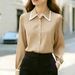 Women's Casual Color Blocked Collared Long Sleeve Shirt Stylish Elegant Fashion Blouse for Spring/Autumn Summer Regular Size_ecoleips.com