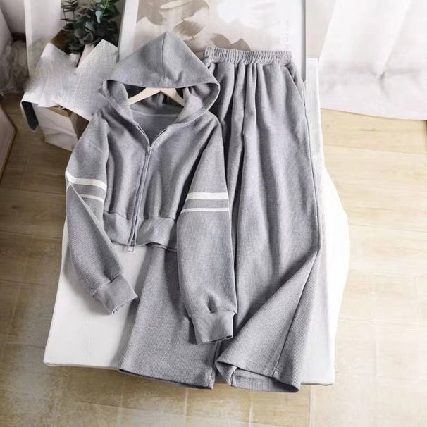 Women's Clothing Fashionable And Age Reducing Petite Sportswear Suit Slim Hooded Sweatshirt With Wide Leg Pants Casual Two Piece Suit_ecoleips.com