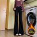 Women's Clothing Retro High-Waisted Flared Jeans Blue Fleece Lined Thick Warm Slimming Denim For Winter Not Clingy England Style Fashion_ecoleips.com