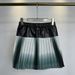 Women's Clothing High Waisted Color Block Pleated Mini Skirt Women's Slimming A-Line Gradient Design Leather Skirt For Summer Fashionable_ecoleips.com