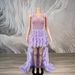 Women's Baby Blue Rhinestone Halter Neck Mini Dress With Train Fashion Show Photoshoot Birthday Party Ladies' Prom Evening Wear_ecoleips.com