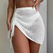Women's Clothing Beach Vacation Skirt Knitted Hollow Hip Drawstring Sexy Perspective Beach Skirt_ecoleips.com