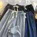 Women's Clothing Smoky Gray Jeans, Unisex, Chic, Loose Fitting, Straight Leg, High Street, Versatile, Spring/summer._ecoleips.com