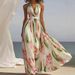 Cross-border 2026 European And American Summer New Product V-neck Fashion Printed Vacation Style Long Strap Dress_ecoleips.com