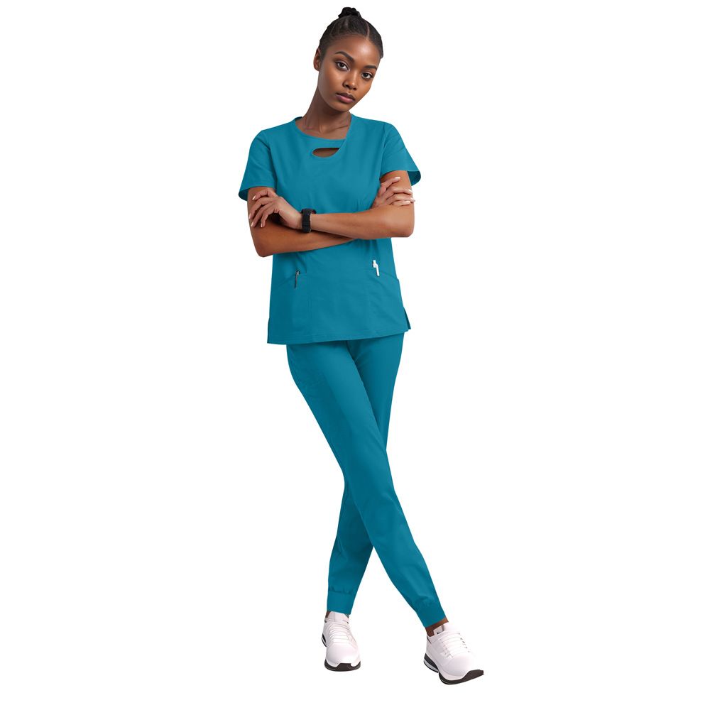 Women's Clothing Washing Clothes Doctor Short Sleeved Hollow Work Clothes SPA Hospital Operating Room Washing Clothes Set Cross Border Elastic Casual_ecoleips.com