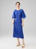 Verve 2025 Summer New High-End Solid Color Round Neck Pleated Loose Fashion Comfortable Casual Long Dress_ecoleips.com