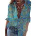 Women's Clothing Small Floral Shirt New Style Blue Red Green Mid Sleeve Shirt Shirt Top Sexy Women's Clothing_ecoleips.com