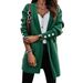 Mid-Length Pocket Cardigan – Solid Color Knit Sweater For Women (XS-XXL, Khaki/Dark Green/Yellow/Grey)_ecoleips.com