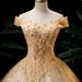 Women's Clothing evening dress female solo performance costumes puffy skirt long annual meeting host golden dress_ecoleips.com