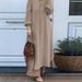 Women's Fashion Casual Suit Mushroom Button Lapel Long Shirt Puff Sleeves Wide Leg Pants_ecoleips.com