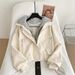 Women's Korean-Inspired Hooded Faux Leather Jacket Asymmetrical Two-Tone Design Fashion Outerwear for Fall Winter Stylish Layered Look_ecoleips.com